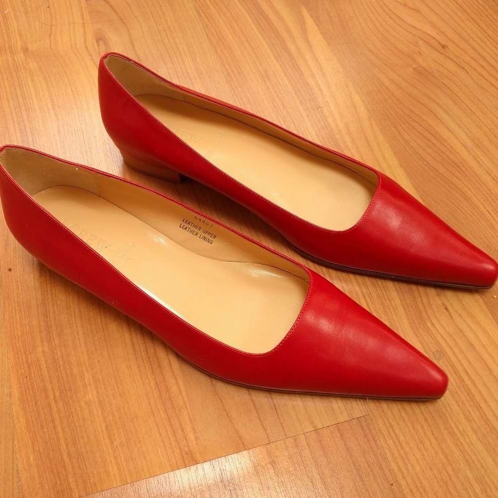 NIB JCrew pointy scarlet red flats size 8.5m